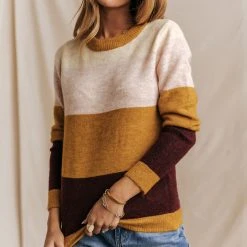 Vero Moda Elenore Striped Sweater In Mustard - FINAL SALE Sweaters
