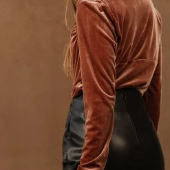 SINA Shirts & Blouses Aida Velvet Top In Clay