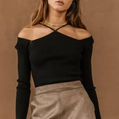 SINA Shirts & Blouses Sheila Open Shoulder Top In Natural