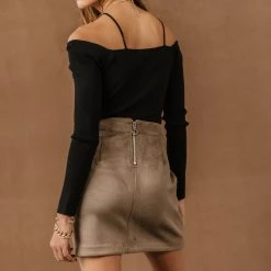 SINA Sheila Open Shoulder Top In Black Shirts & Blouses