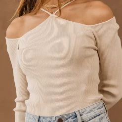 SINA Shirts & Blouses Sheila Open Shoulder Top In Natural