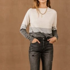 Vero Moda Ulyana Color-Block Pullover In Grey - FINAL SALE Sweaters