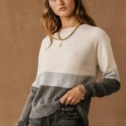 Vero Moda Ulyana Color-Block Pullover In Grey - FINAL SALE Sweaters