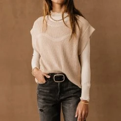 PROMESA Aurore Sweater Vest In Oatmeal - FINAL SALE Tops