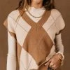 PROMESA Sweaters Ella Argyle Sweater Vest In Camel - FINAL SALE 2 PROMESA Sweaters Ella Argyle Sweater Vest In Camel - FINAL SALE