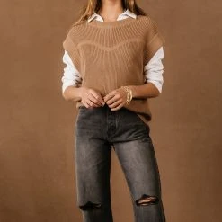 PROMESA Aurore Sweater Vest In Oatmeal - FINAL SALE Tops