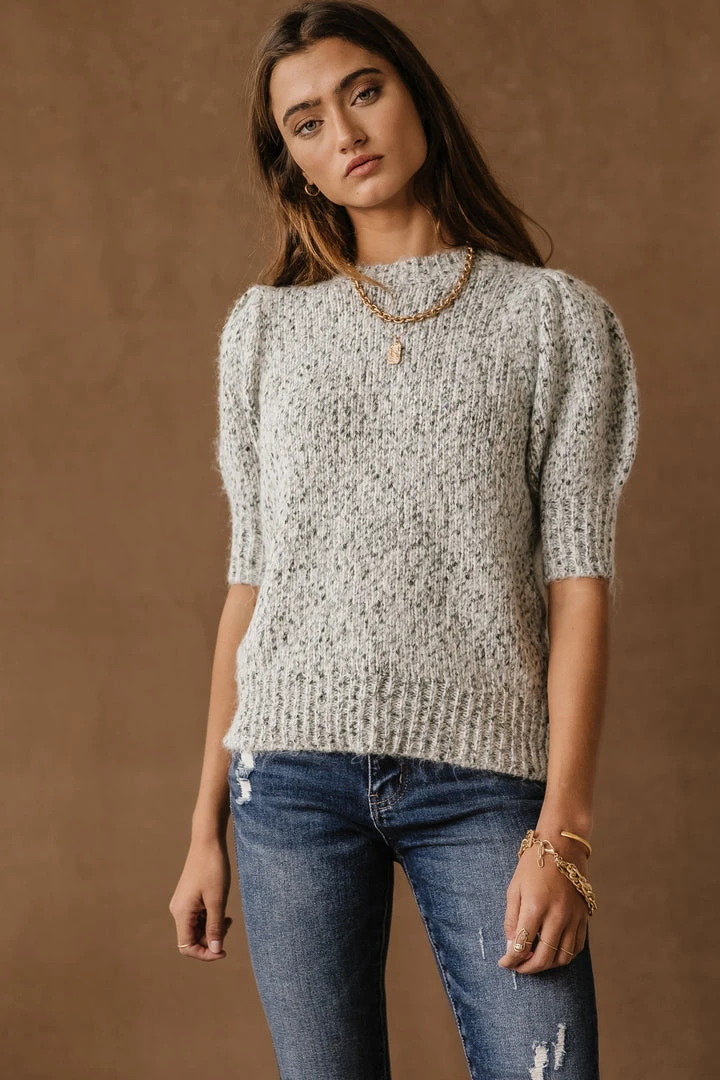 Sweaters Vero Moda Alisa Short Sleeve Sweater In Taupe - FINAL SALE 3 Sweaters Vero Moda Alisa Short Sleeve Sweater In Taupe - FINAL SALE