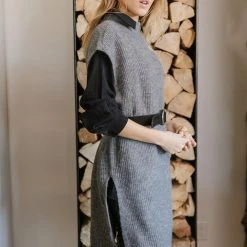 Vero Moda Devi Long Vest In Grey - FINAL SALE Sweaters