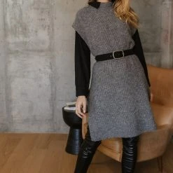 Vero Moda Devi Long Vest In Grey - FINAL SALE Sweaters