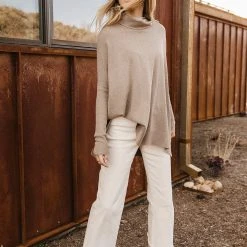 TEA N ROSE Linden Turtleneck Sweater In Dark Taupe - FINAL SALE