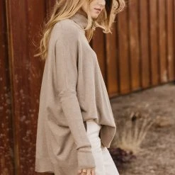 TEA N ROSE Linden Turtleneck Sweater In Dark Taupe - FINAL SALE