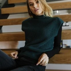 Vero Moda Delmare Sweater Vest In Emerald - FINAL SALE