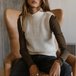 Vero Moda Leona Sweater Vest In Ivory - FINAL SALE