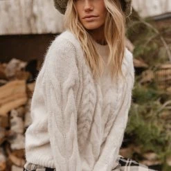 Vero Moda Cindy Cable-Knit Sweater In Hot Pink Sweaters