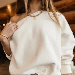 SINA Isis Cropped Pullover In Cream - FINAL SALE