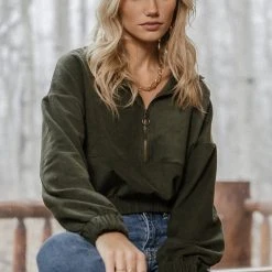 GINGER G Tops Anisa Pullover In Olive