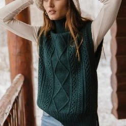 Vero Moda Viktoria High Neck Vest In Emerald - FINAL SALE Sweaters