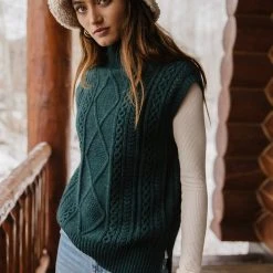 Vero Moda Viktoria High Neck Vest In Emerald - FINAL SALE Sweaters