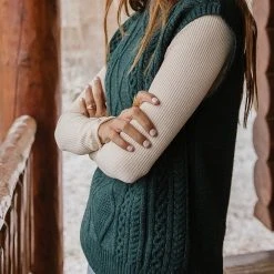 Vero Moda Viktoria High Neck Vest In Emerald - FINAL SALE Sweaters