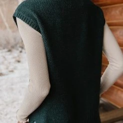 Vero Moda Viktoria High Neck Vest In Emerald - FINAL SALE Sweaters
