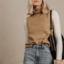Sweaters Vero Moda Lia Sweater Vest In Camel