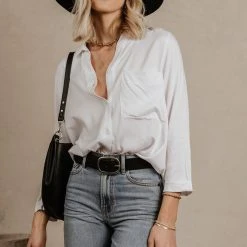 DRESS FORUM Sheera Button Down Top In Ivory Tops 10 DRESS FORUM Sheera Button Down Top In Ivory Tops