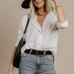 DRESS FORUM Sheera Button Down Top In Ivory Tops 12 DRESS FORUM Sheera Button Down Top In Ivory Tops