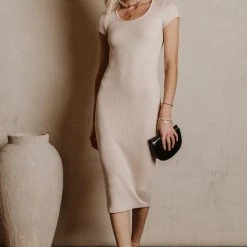 SAGE CLOTHING Saya Knit Dress In Nude - FINAL SALE Fresh Markdowns