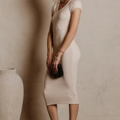 SAGE CLOTHING Dresses Saya Knit Dress In Mocha - FINAL SALE