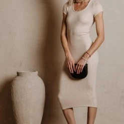 SAGE CLOTHING Saya Knit Dress In Nude - FINAL SALE Fresh Markdowns