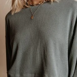 Tres Bien Albie Ribbed Top In Mauve