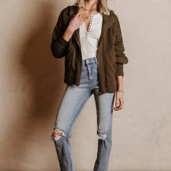 SINA Tania Utility Jacket In Olive Outerwear