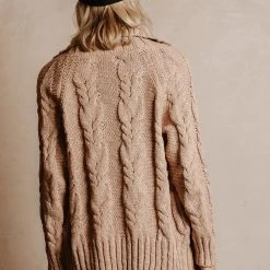 SINA Outerwear Emmeline Cable-Knit Cardigan In Natural - FINAL SALE