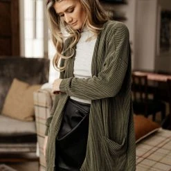 Tres Bien Outerwear Kaylane Cardigan In Olive - FINAL SALE