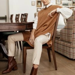 Vero Moda Devi Long Vest In Brown - FINAL SALE Sweaters