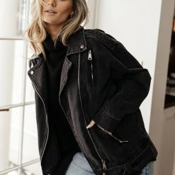 QIZHEN Marcello Denim Moto Jacket