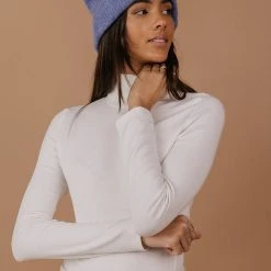 PAPER CRANE Diann Mock Neck Top In Ivory 14 PAPER CRANE Diann Mock Neck Top In Ivory