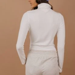 PAPER CRANE Diann Mock Neck Top In Ivory 16 PAPER CRANE Diann Mock Neck Top In Ivory