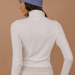 PAPER CRANE Diann Mock Neck Top In Ivory 17 PAPER CRANE Diann Mock Neck Top In Ivory