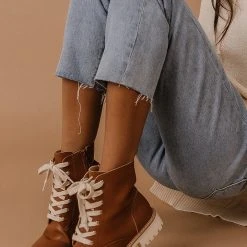 FREE SOUL/MIRACLE MILE Aurora Combat Boots In Brown