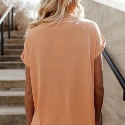 GINGER G Tops Grace Rolled Sleeve Top In Orange