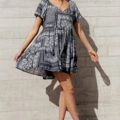 MILLIBON POLYMOND DK INC Sienna Floral Dress In Charcoal - FINAL SALE