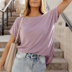 GINGER G Bohme Essentials Grace Rolled Sleeve Top In White