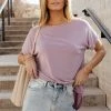 GINGER G Grace Rolled Sleeve Top In Lavender 1 GINGER G Grace Rolled Sleeve Top In Lavender