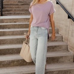 GINGER G Tops Grace Rolled Sleeve Top In Orange