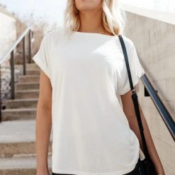 GINGER G Grace Rolled Sleeve Top In Lavender