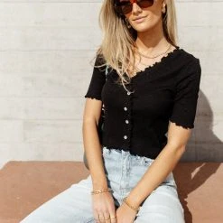 Vero Moda Hailey Ribbbed Top In Black