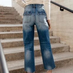 HIDDEN JEANS Tracey High Rise Straight Denim In Medium Wash