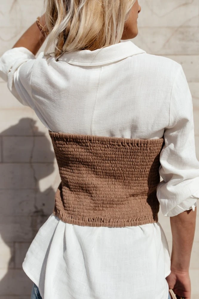 WORUI Theresa Top In Tan - FINAL SALE Work Edit 5 WORUI Theresa Top In Tan - FINAL SALE Work Edit