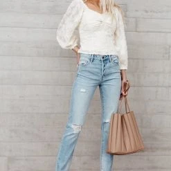 &MERCI Penny Blouse In Cream Long Sleeve